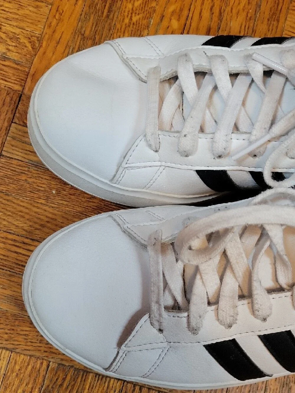 Adidas Grand Court White Black 3 Stripe Lace Up Court Sneakers Men’s 7.5
